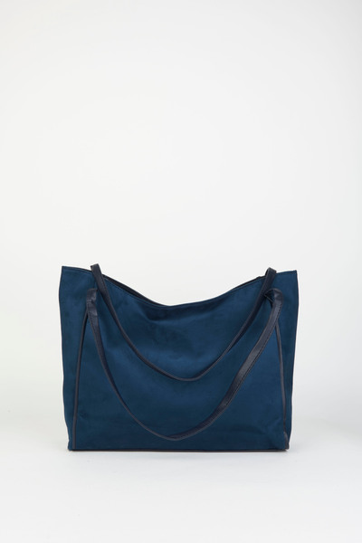 Vivaq Жіноча замшева темно-синя велика сумка на блискавці з ручками та плечовою ремінцем