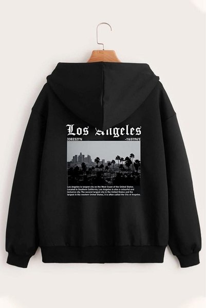 LELVANİ Unisex Printed Hooded Sweatshirt Cardigan