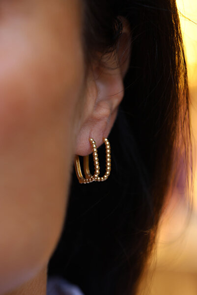 Yenigün Kuyumculuk 14 Ayar Altın Güverse Dikdörtgen Küpe