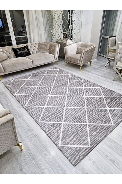 ALLGELSİN غطاء سجاد مربع قابل للغسل بطول 6 متر مربع - 200 × 300 سم، قاعدة مطاطية، مخطط حديث