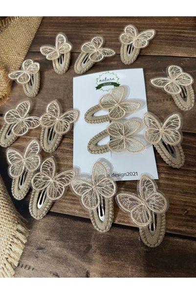 NATURA DESİGN Natura Design Double Snap Butterfly Clasp Set Gold