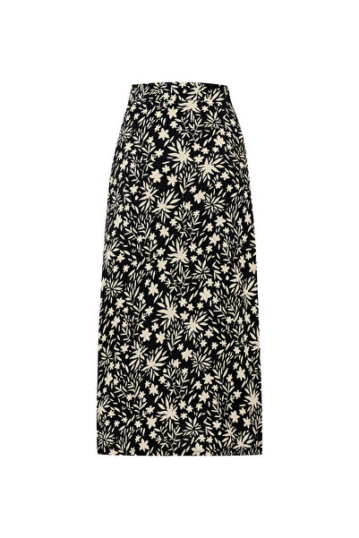 Mudo Flower Printed A-Line Midi Skirt