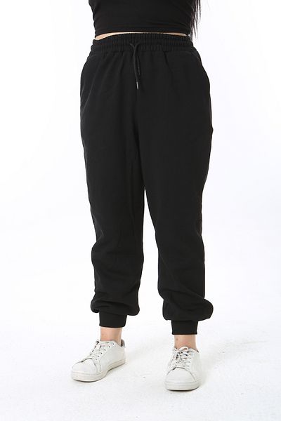 Şans Pantaloni de trening pentru femei de mărime mare, negru, în interior, cu picior elastic 65N38373