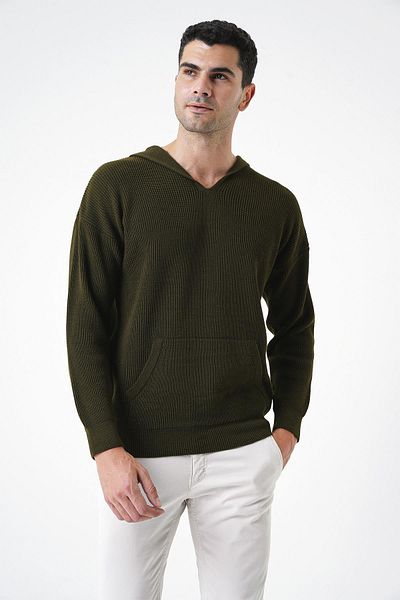 CHUBA Men's Khaki Knit Sweater - Thessaloniki Knit, Hood and Pocket, Standard Cut 25W2002