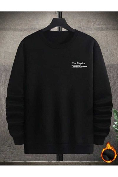 HEAVEN WEAR Los Angeles Accept Black Oversize Sweatshirt - Thick Crew Neck
