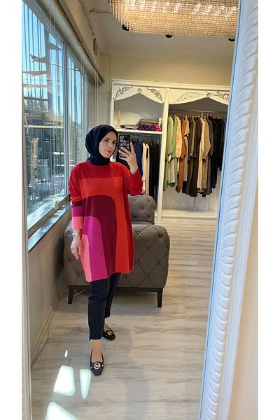 Invee Invee 6999 Red Knitwear Tunic