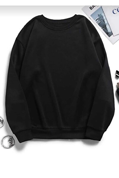 HEAVEN WEAR Μαύρο Oversize Χειμερινό Φούτερ - Χοντρό λαιμόκοψη