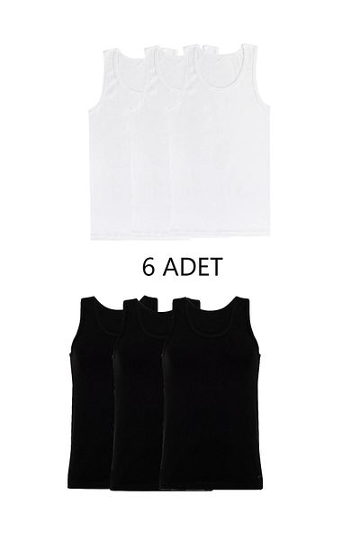 SİERNA 6-Piece Mixed Color Men's Undershirt Set White-Black Srn-000932