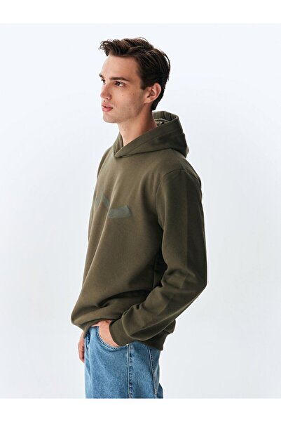 Ltb Logolu Kapüşonlu Yeşil Sweatshırt