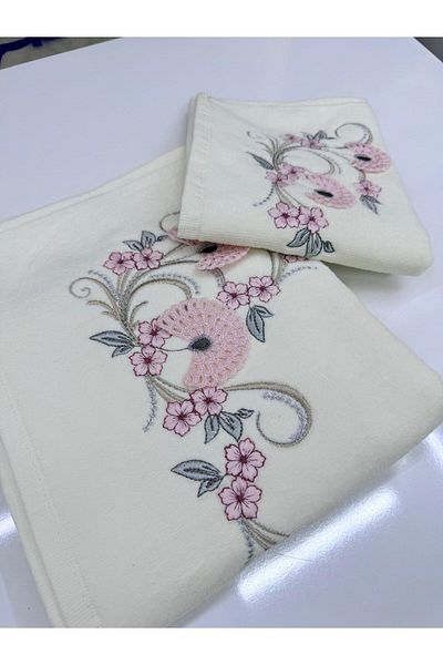 Dantelux Velvet Cream Drop Model - Πετσέτα με Κέντημα Προίκα με Μητέρα και Κόρη