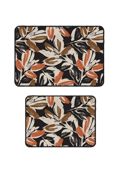 Artızon Modern Floral Design Non-Slip Base 50X60-60X90 cm Bath Mat Set