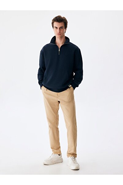 Ltb سستة الياقة البلوز الأزرق الداكن