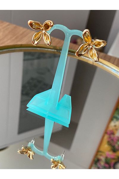 HerşeyVarBurda Four Leaf Gold and Silver Color Flower Earrings