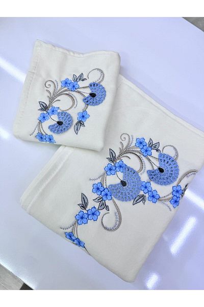 Dantelux Velvet Cream Drop Model - Πετσέτα με Κέντημα Προίκα με Μητέρα και Κόρη