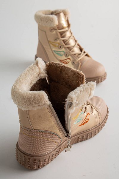 Ccway Lace-Up Παιδικές Μπότες 26-30 Powder
