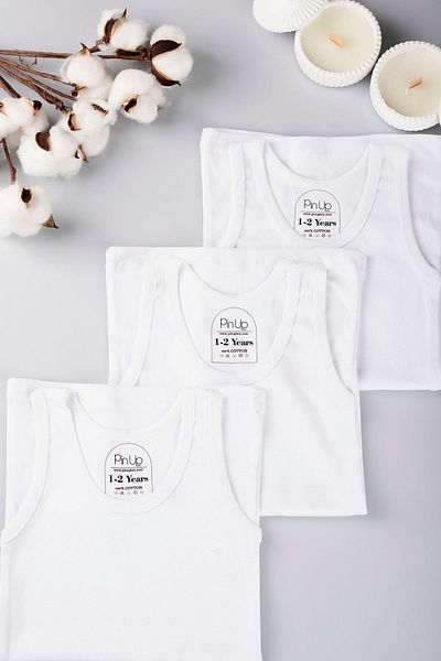 SİERNA 6 Pack 100% Cotton White Black Gray Children's Undershirt Srn-000967