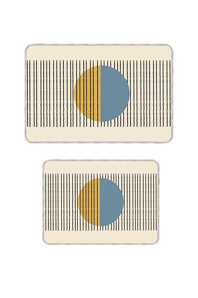 Artızon Colorful Modern Design Non-Slip Base Washable Bathroom Set Set 50X60-60X90 cm