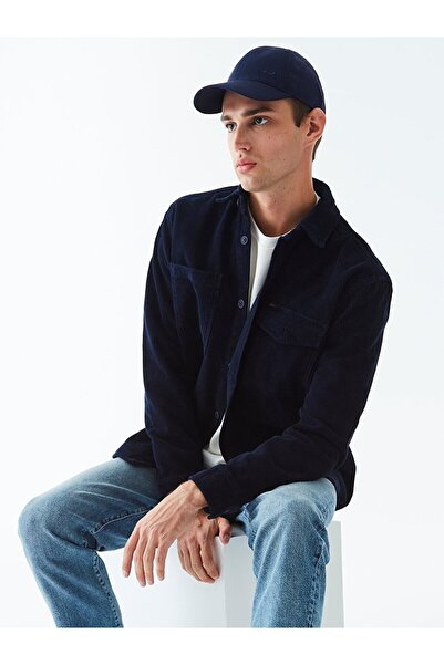 Ltb Fitilli Kadife Lacivert Gömlek