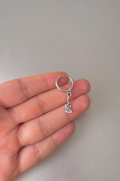 Jaida Moda Unisex Silver Guitar Figured Dangle Steel Hoop Earrings