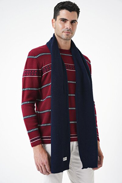 CHUBA Чорно-синій чоловічий трикотажний шарф - м'яка текстура та в'язані деталі 25W4001