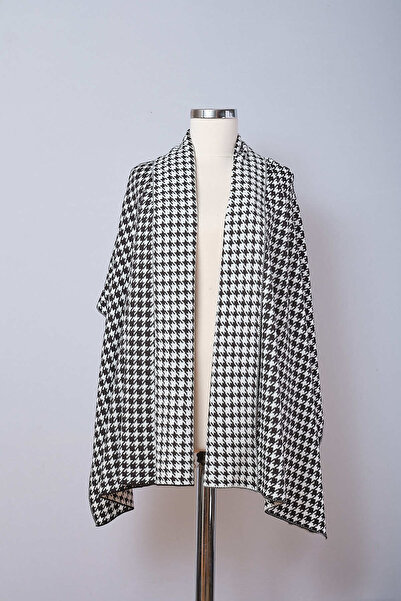 Sebir Moda Houndstooth Patterned Knitwear Shawl