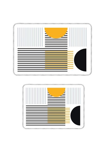 Artızon Colorful Modern Design Non-Slip Base Washable Bath Mat 50X60-60X90 cm Set Set