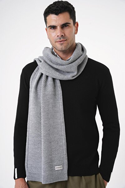 CHUBA Чоловічий сірий трикотажний шарф - м'яка текстура та в'язані деталі 25W4001