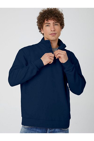 Ltb Navy Blue Sweatshirt with Half Buttons on the Collar