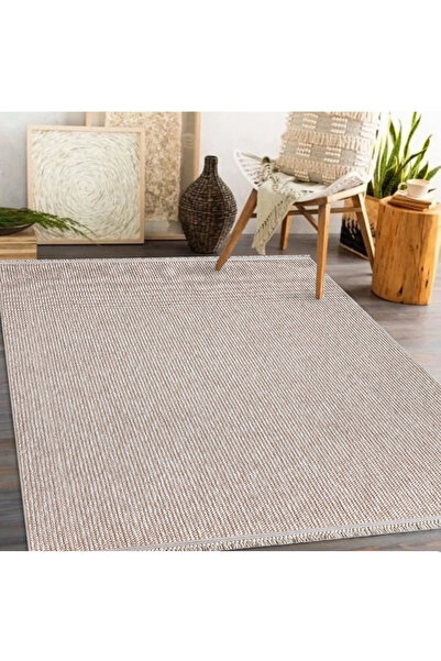 Zarif ZRF-3008-BEJ Yumuşak Dokulu Halı Kilim Salon Mutfak Koridor Kesme Yollu...