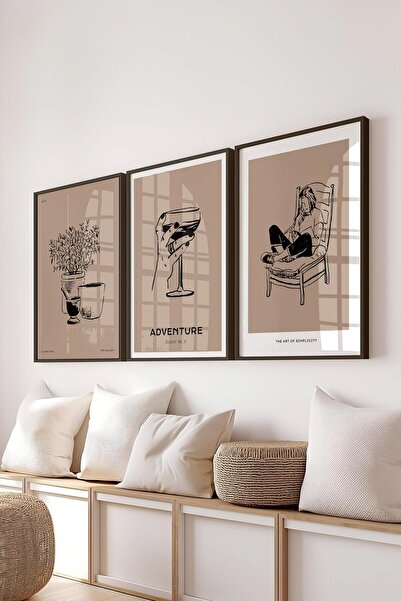 Postifull Set de picturi cu cadru, 3 bucăți cadru negru și set de postere cu ...