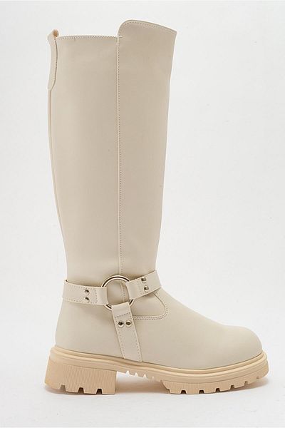 Ccway Αντιολισθητικές μπότες με φερμουάρ BEIGE SKIN