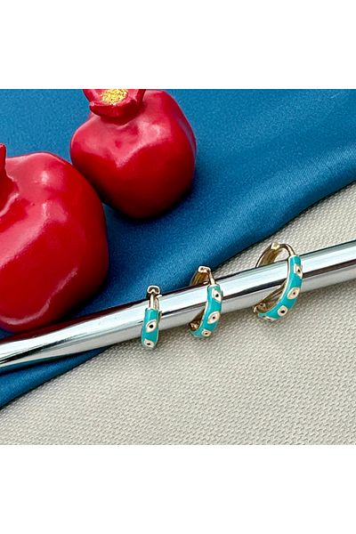 Opia Takı & Aksesuar Women's Evil Eye Enamel Triple Eye Earring Set