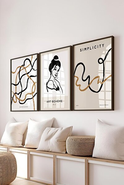 Postifull Set de pictură înrămată, 3 bucăți cadru negru și set de postere cu ...