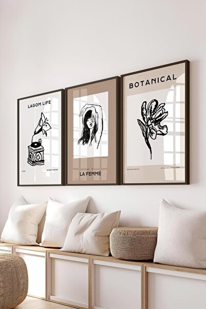 Postifull Set de picturi cu cadru, 3 bucăți cadru negru și set de postere cu ...