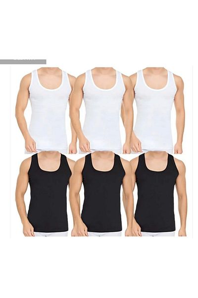 SİERNA 6 Men's Undershirts Black White Srn-003814