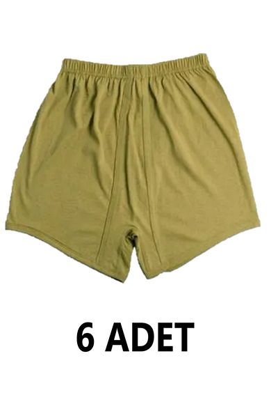 SİERNA 6 Pack Men's Cotton Long Underpants Khaki Green -Sr0001