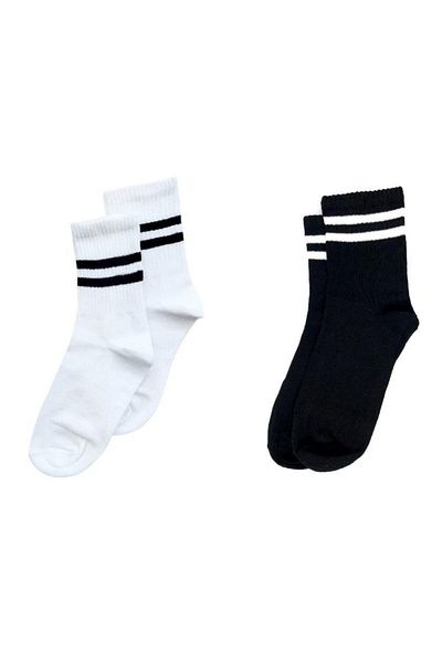 PİERLES 2 Pack Striped Unisex College Tennis Socks -P01