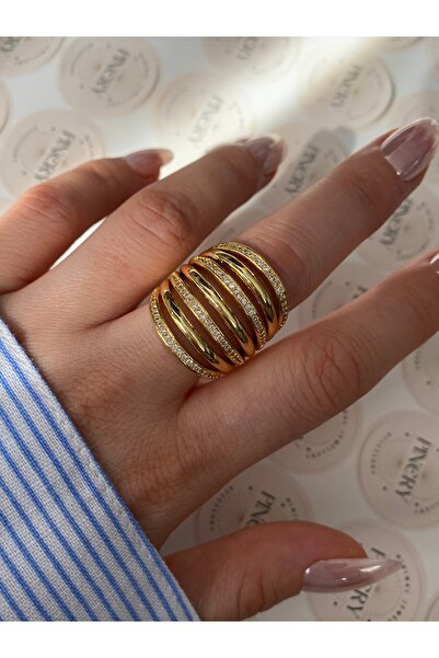 Pinery Jewels Kadın Büyük Taşlı 7 Sıra Alttan Ayarlanabilir Altın Kaplama Kad...