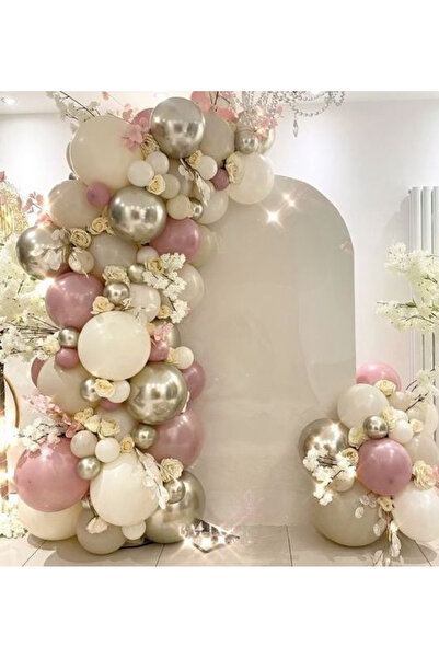 Öztürkpartievi Gül Kurusu Retro Beyaz Altın Balon Seti
