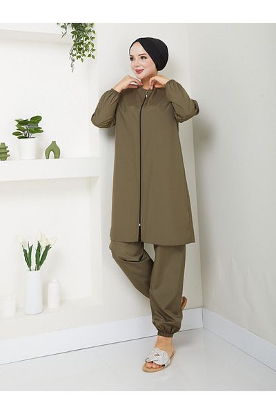 DLC Tekstil Hijab Plain 2-Piece Swimsuit Set