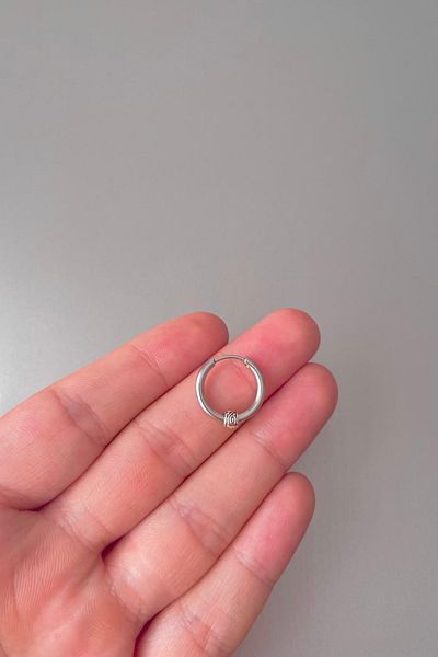 Jaida Moda Unisex Silver Mini Patterned Steel Hoop Earrings