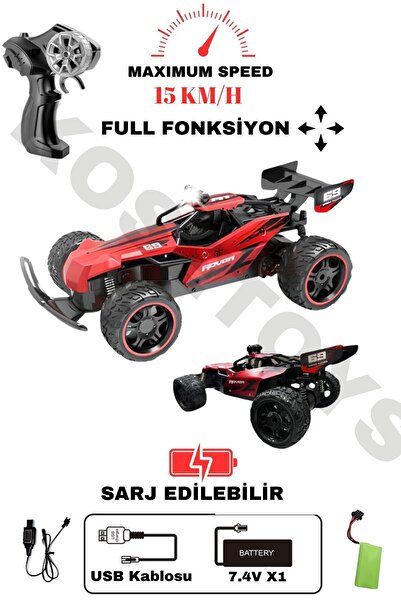 kosetoys Uzaktan Kumandalı Araba RC Hız Gösteri Işıklı Full Fonksiyon 2.4 Ghz Şarjlı 1:14 / 15 km hız