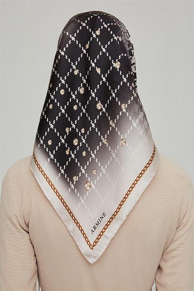 Armine Μεταξωτό Φουλάρι Nostalgia - 8612-04 Cream Black Twill