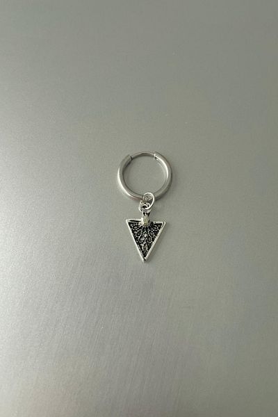 Jaida Moda Unisex Silver Triangle Figured Dangle Steel Hoop Earrings