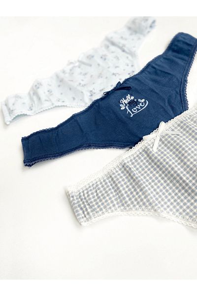 Gece İncisi Set de 3 tanga din bumbac