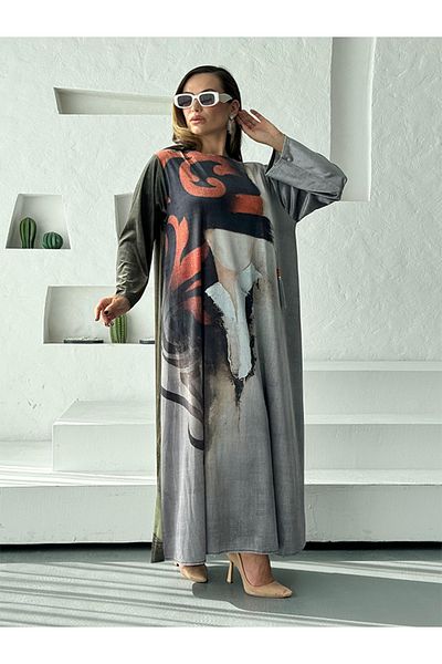 fiore fashion Winter Velvet Muslim Dress Kaftan Large Size Suitable for Size 38-42