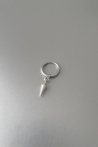 Jaida Moda Unisex Silver Mini Pendulum Figured Dangle Steel Hoop Earrings