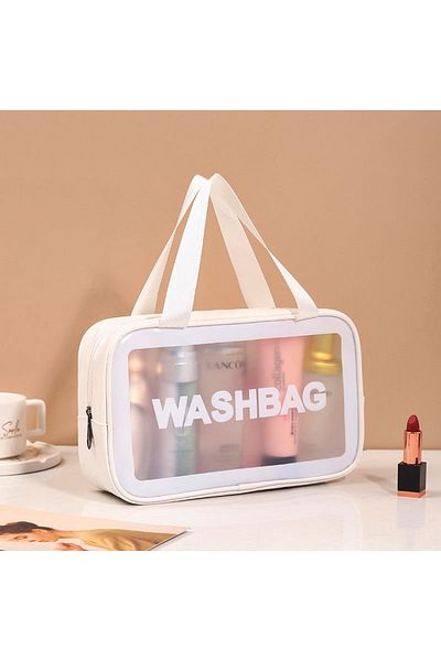 Boldy Geantă de îngrijire personală - Geantă de machiaj transparentă, impermeabilă - Geantă de călătorie pentru cosmetice impermeabilă (L)