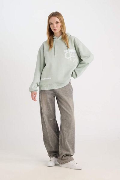 DeFacto Silná mikina Smileyworld Oversize s kapucí a zadním potiskem - D4815Ax24Wn