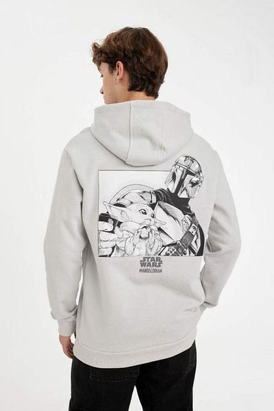 DeFacto Star Wars-Mandalorian Regular Fit Φούτερ με κουκούλα πίσω με στάμπα C6525ax24au